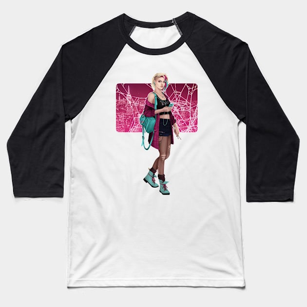 NYC - Pink Baseball T-Shirt by terasart